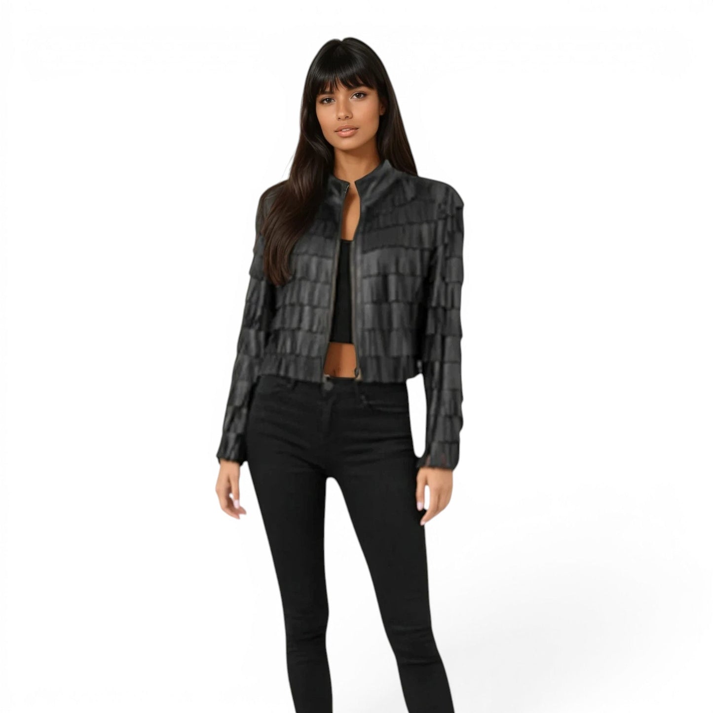 Lamb Leather Fringe Jacket