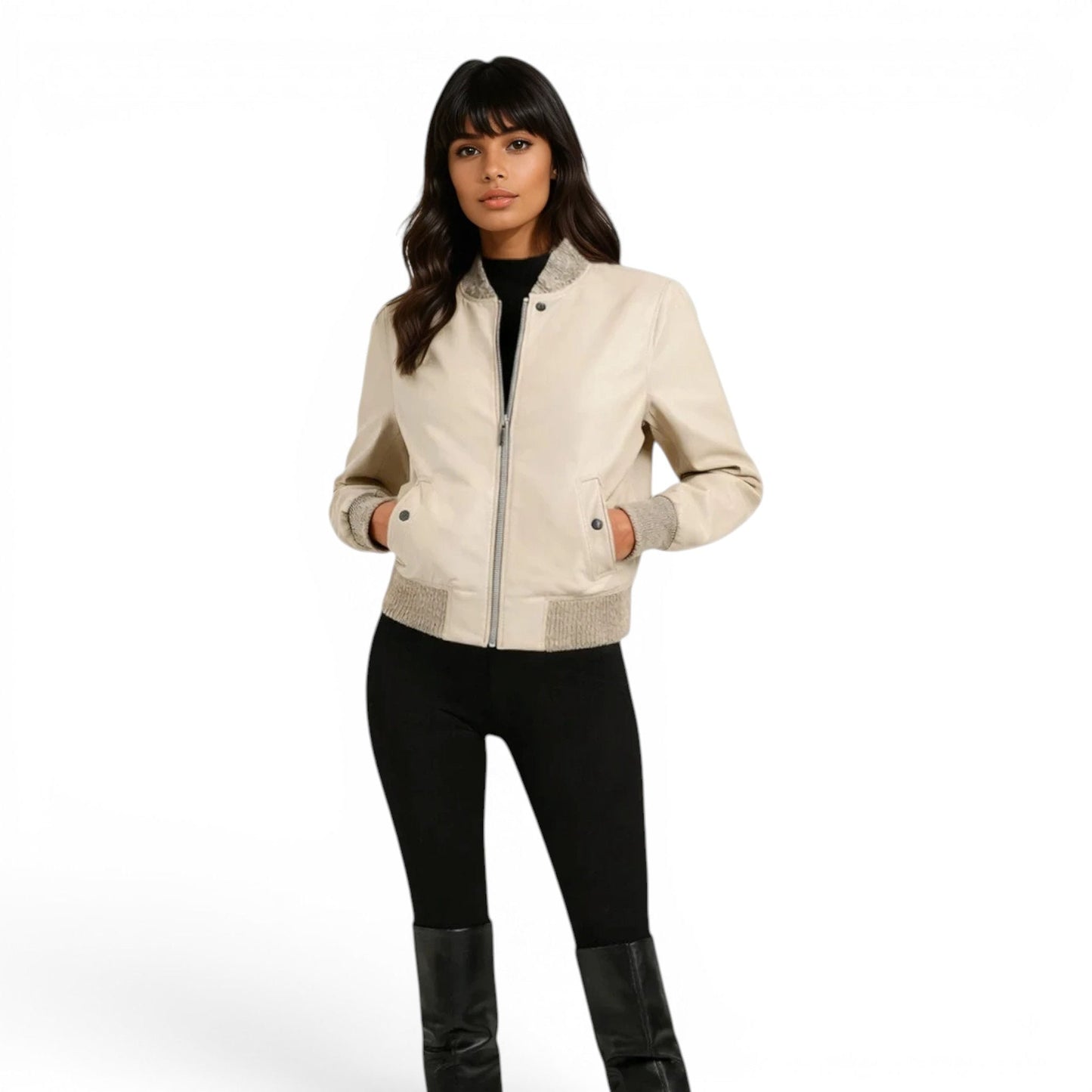 Lamb Leather Short Cropped Jacket
