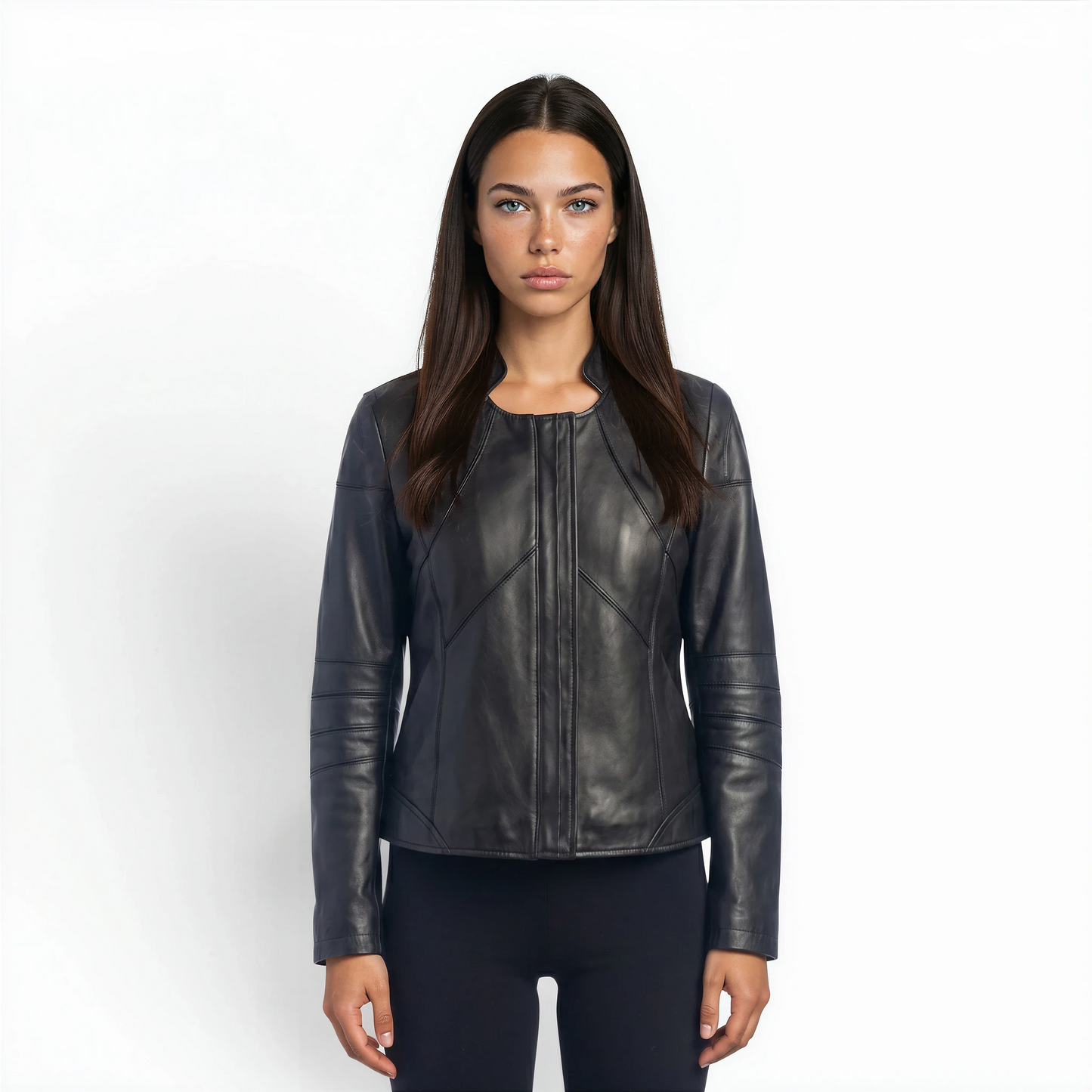 Cutwork Stitched Bomber Lamb Leather Jacket