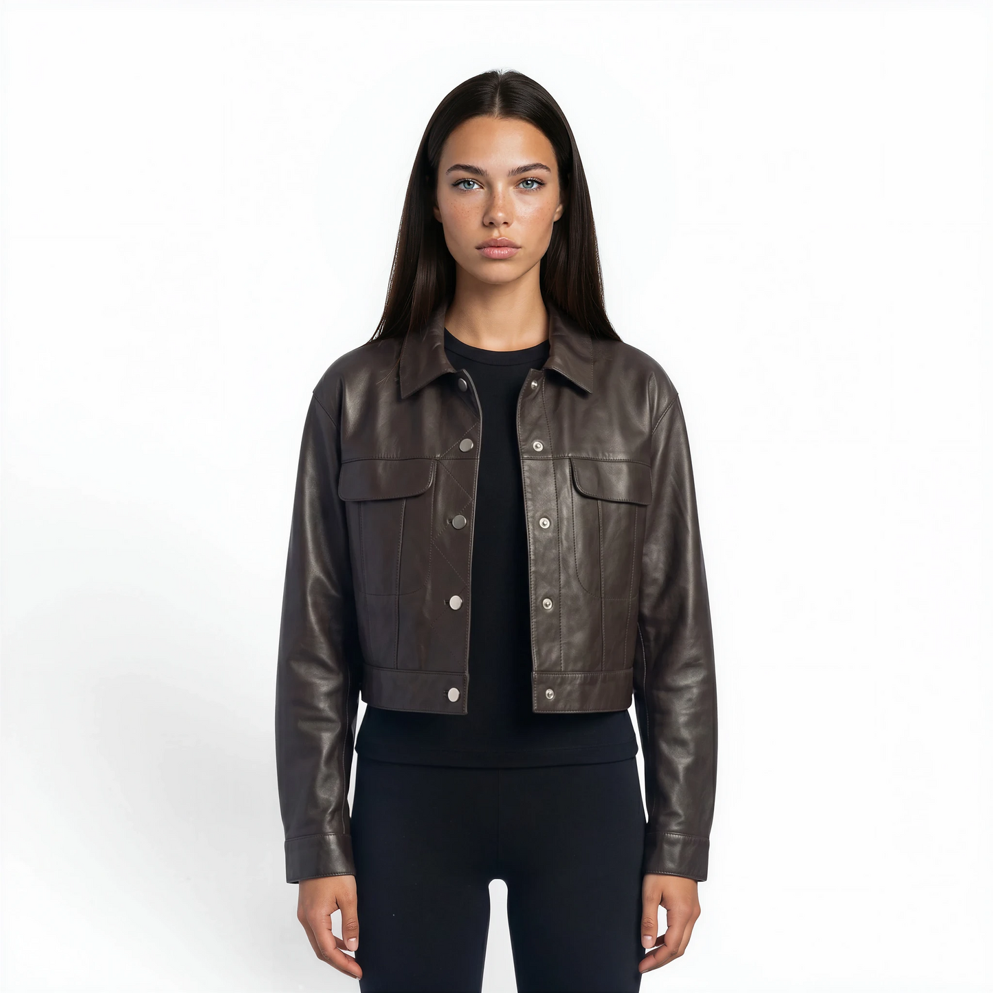 Cropped Two Pocket Lamb Leather Jacket