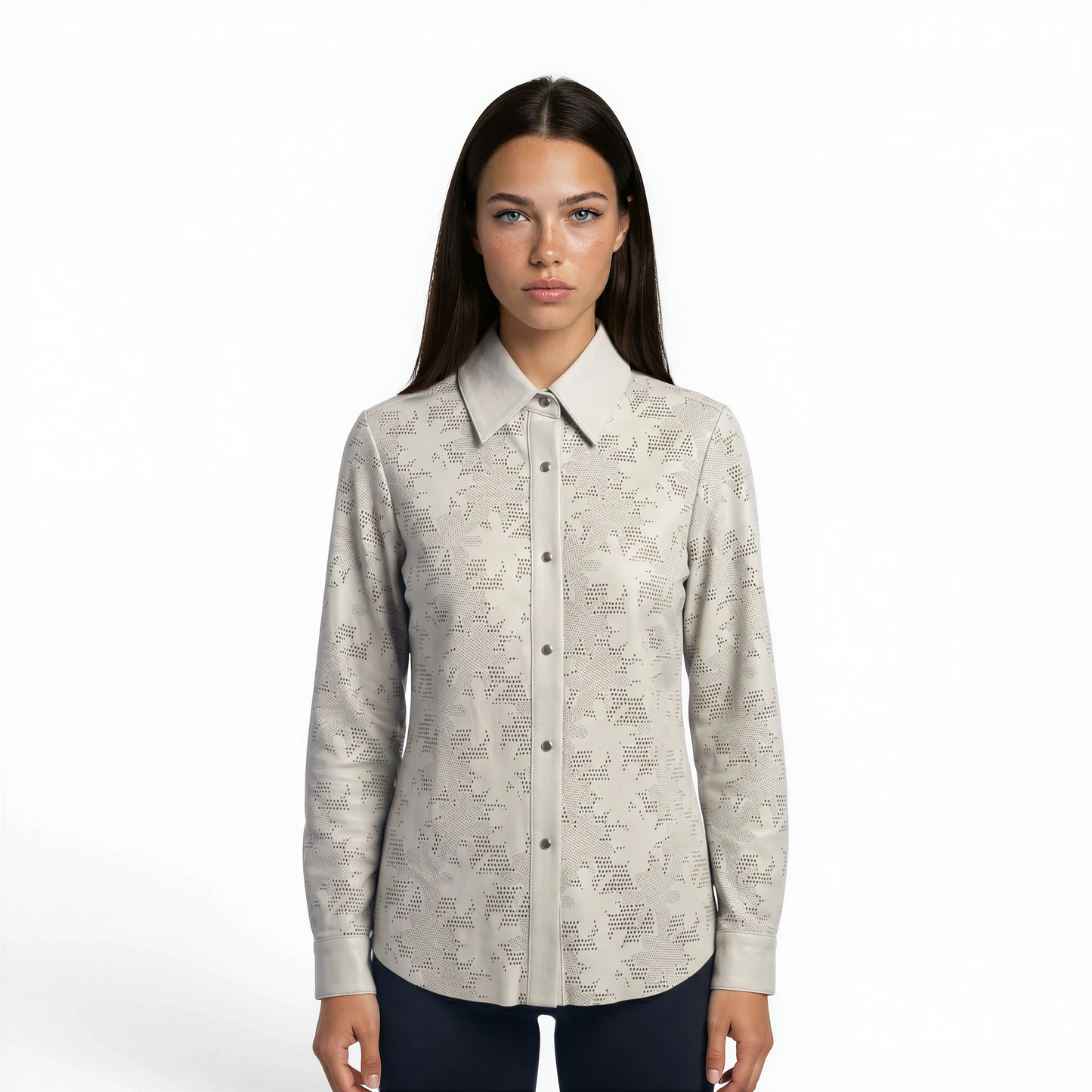 Perforated Lamb Leather Shirt