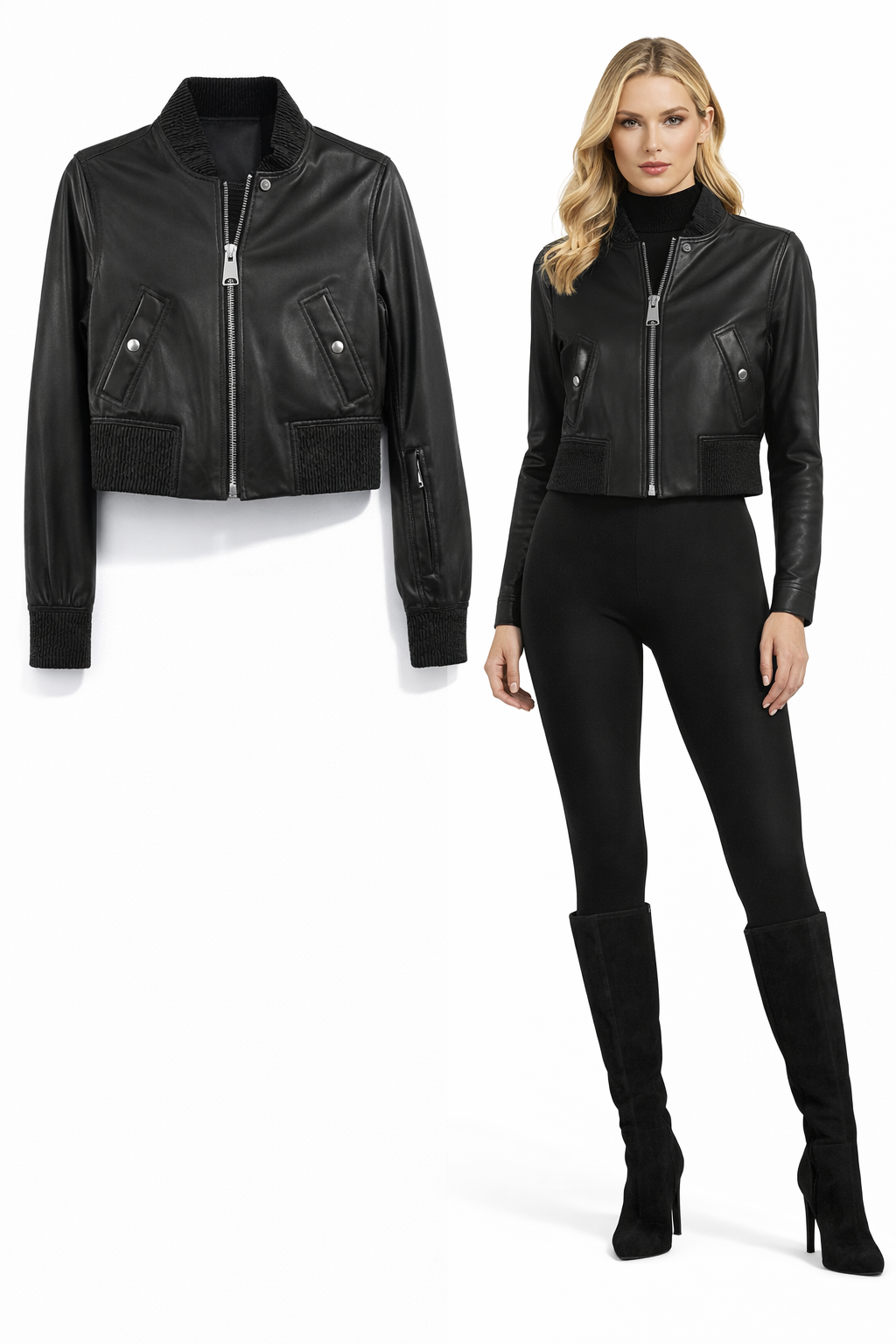 <P>1002<BR> LAMB LEATHER SHORT CROPPED JACKET </P>