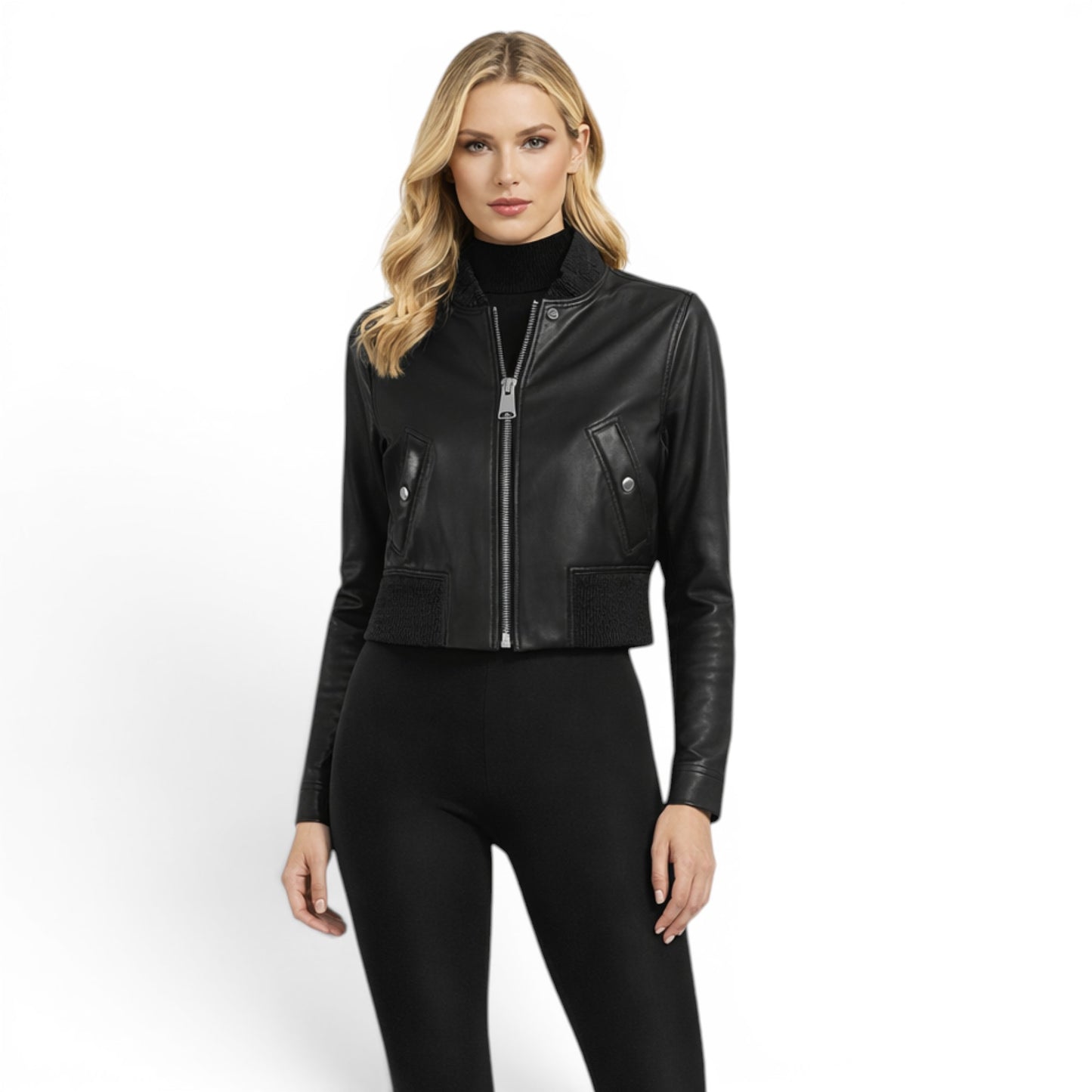 Lamb Leather Short Cropped Jacket