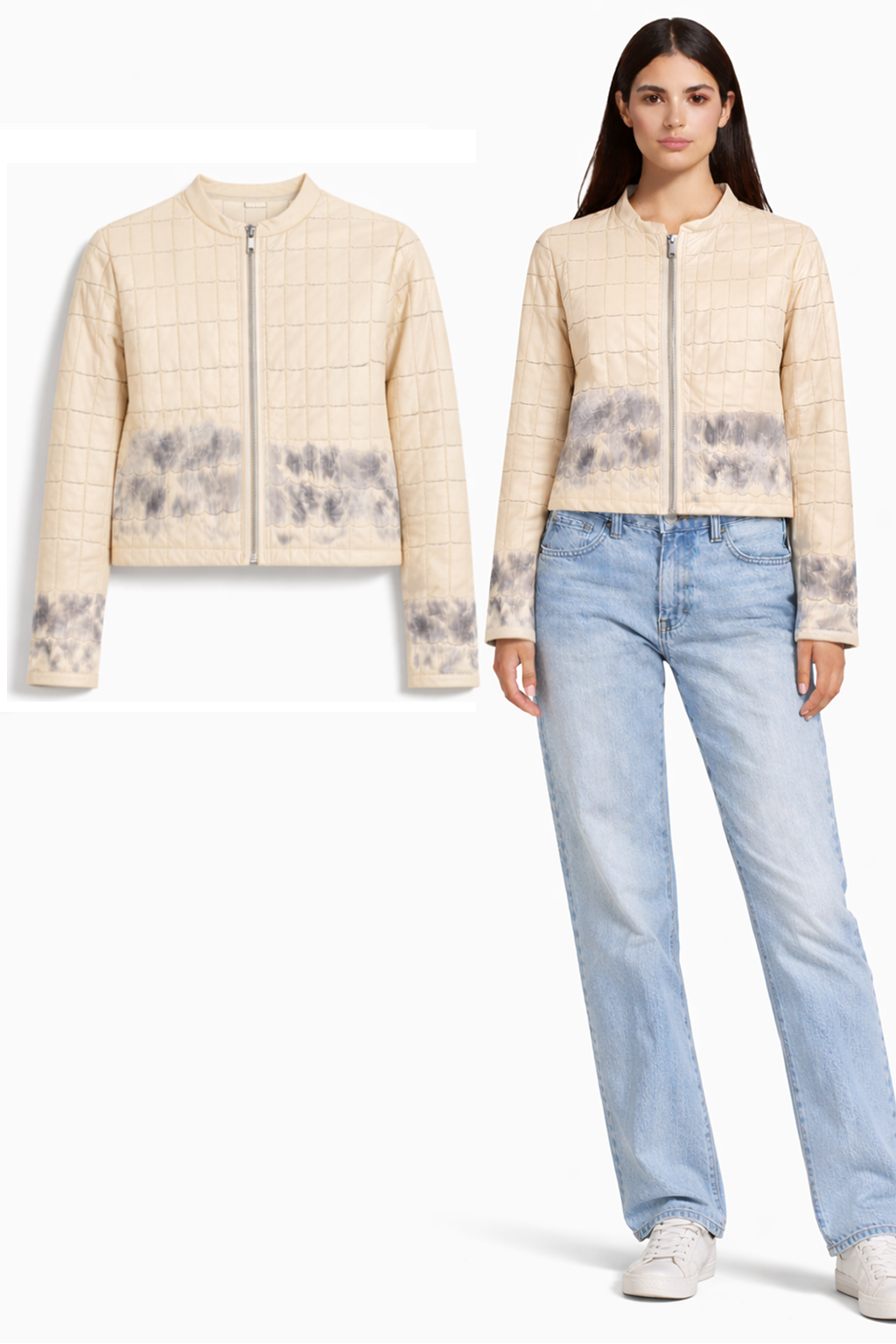 <P>1099P<BR> LAMB LEATHER CUT WORK HAND PAINTED JACKET </P>