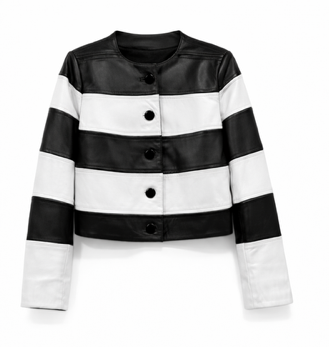 <P>1135<BR> LAMB LEATHER CUTWORK JACKET </P>