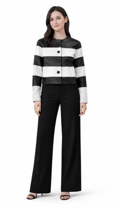 <P>1135<BR> LAMB LEATHER CUTWORK JACKET </P>