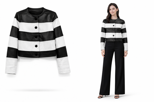 <P>1135<BR> LAMB LEATHER CUTWORK JACKET </P>