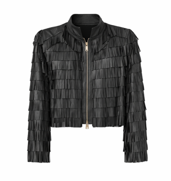 <P>1374<BR> LAMB LEATHER FRINGE JACKET </P>