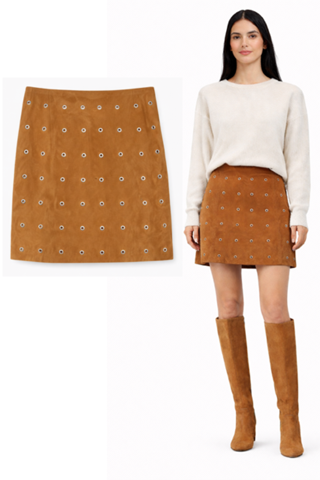 <P>31091GS<BR> GROMMET TRIMMED SUEDE SKIRT </P>