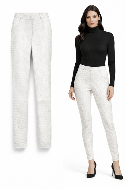 <P>1507L<BR> LAMB LEATHER TWO POCKET WOVEN PANT </P>