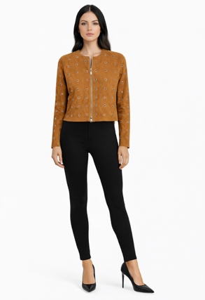 <P>2324GS<BR> GROMMET TRIMMED SUEDE JACKET </P>