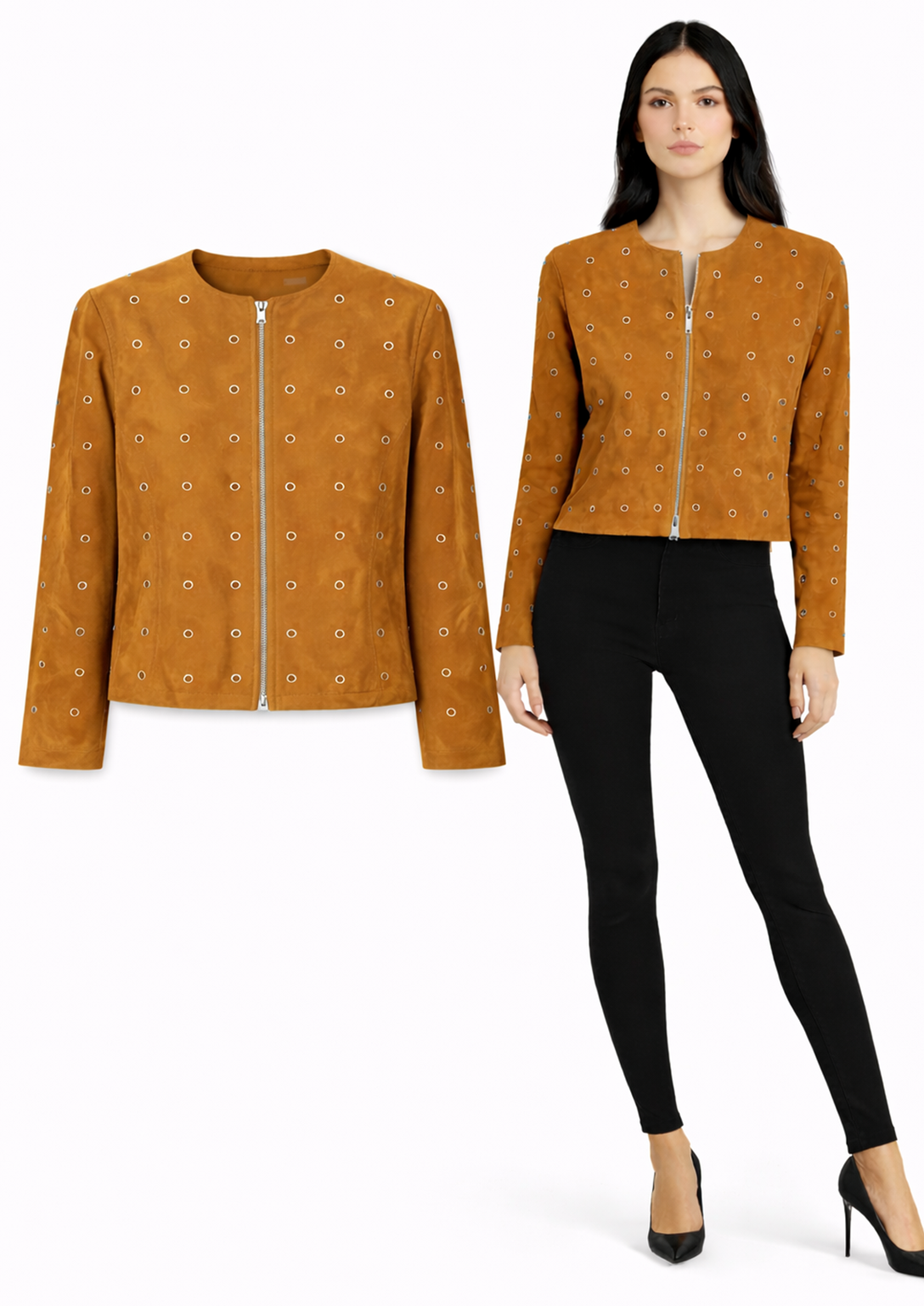 <P>2324GS<BR> GROMMET TRIMMED SUEDE JACKET </P>