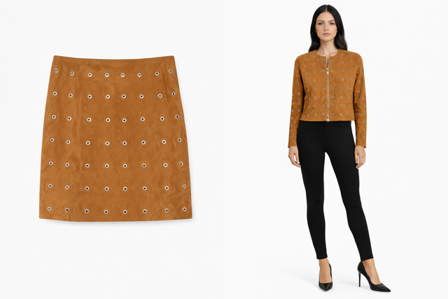 <P>2324GS<BR> GROMMET TRIMMED SUEDE JACKET </P>