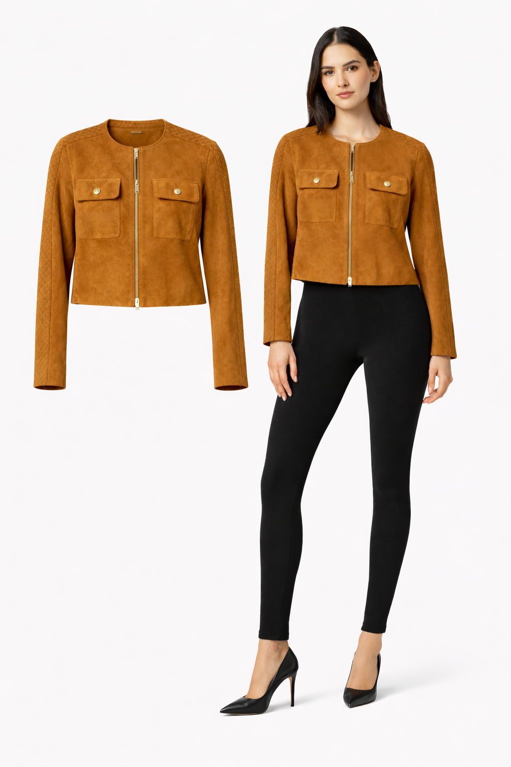 <P>2324S<BR> SUEDE TWO POCKET TRIMMED JACKET </P>