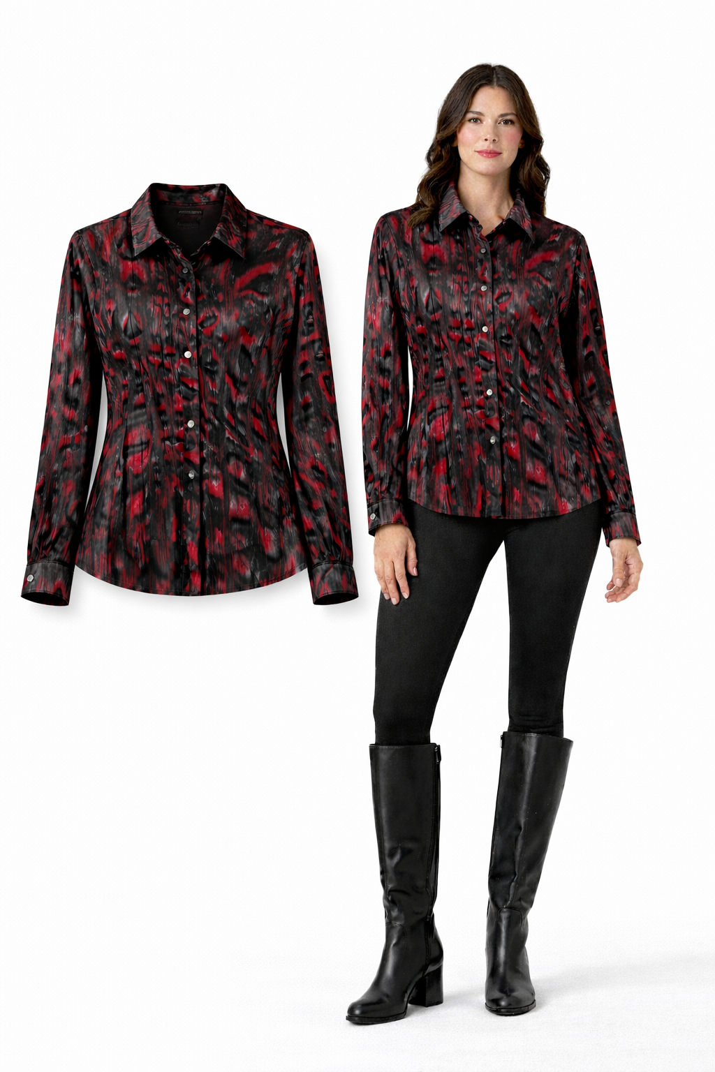 <P>31128P<BR> LAMB LEATHER CRINKLE PRINTED SHIRT</P>