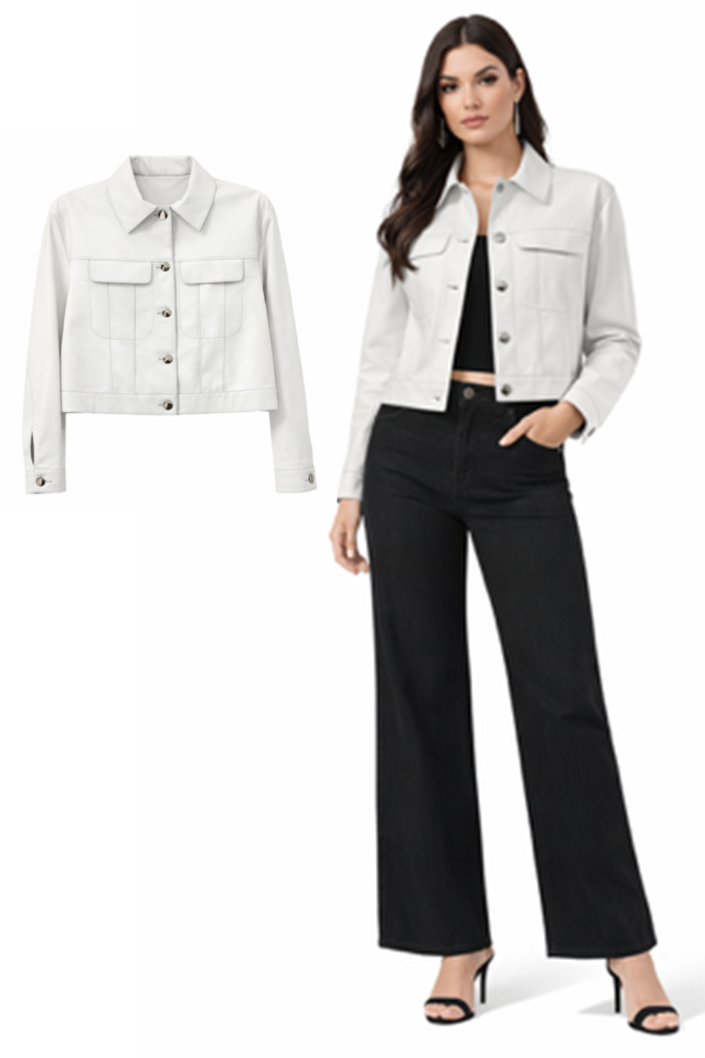 <P>31126X<BR> LAMB LEATHER CROPPED TWO POCKET JACKET</P>