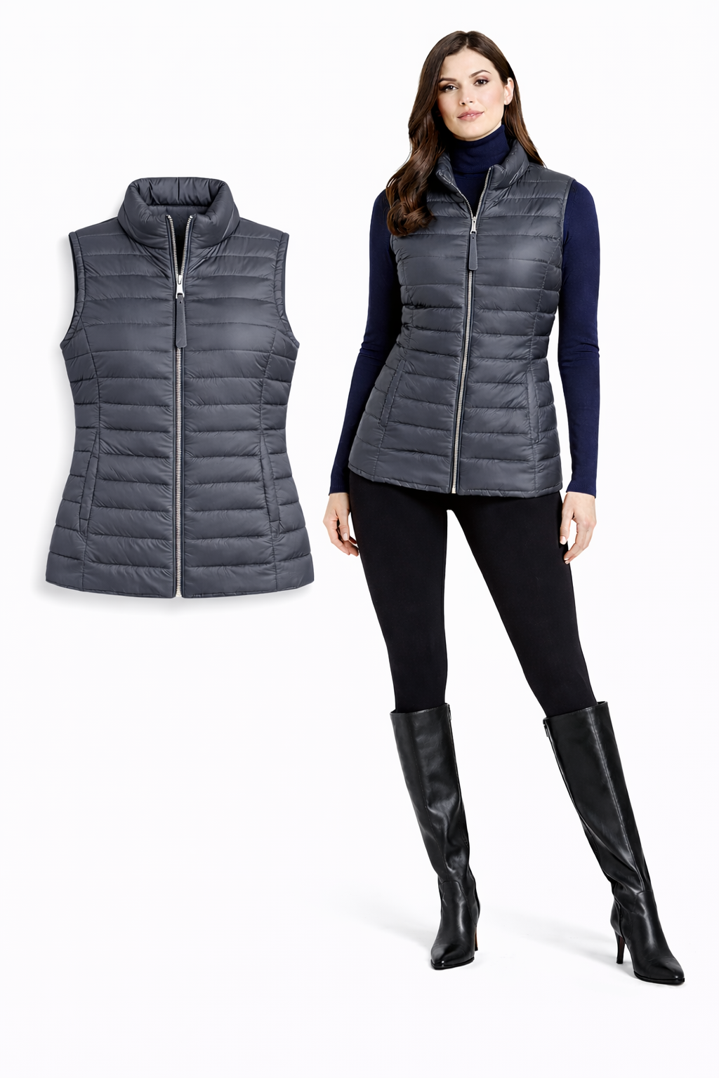 <P>3251<BR> LAMB LEATHER PUFFER VEST </P> Black