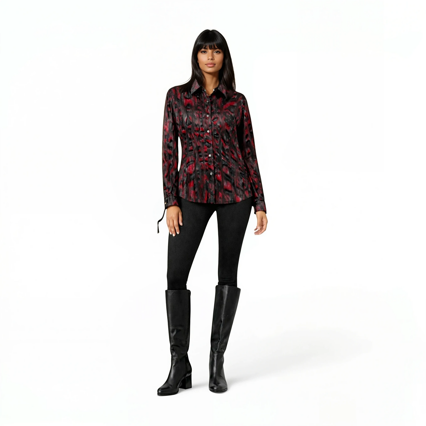Lamb Leather Crinkle Printed Shirt