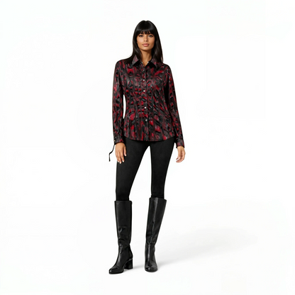 Lamb Leather Crinkle Printed Shirt
