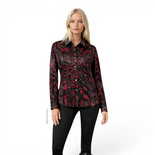 Lamb Leather Crinkle Printed Shirt