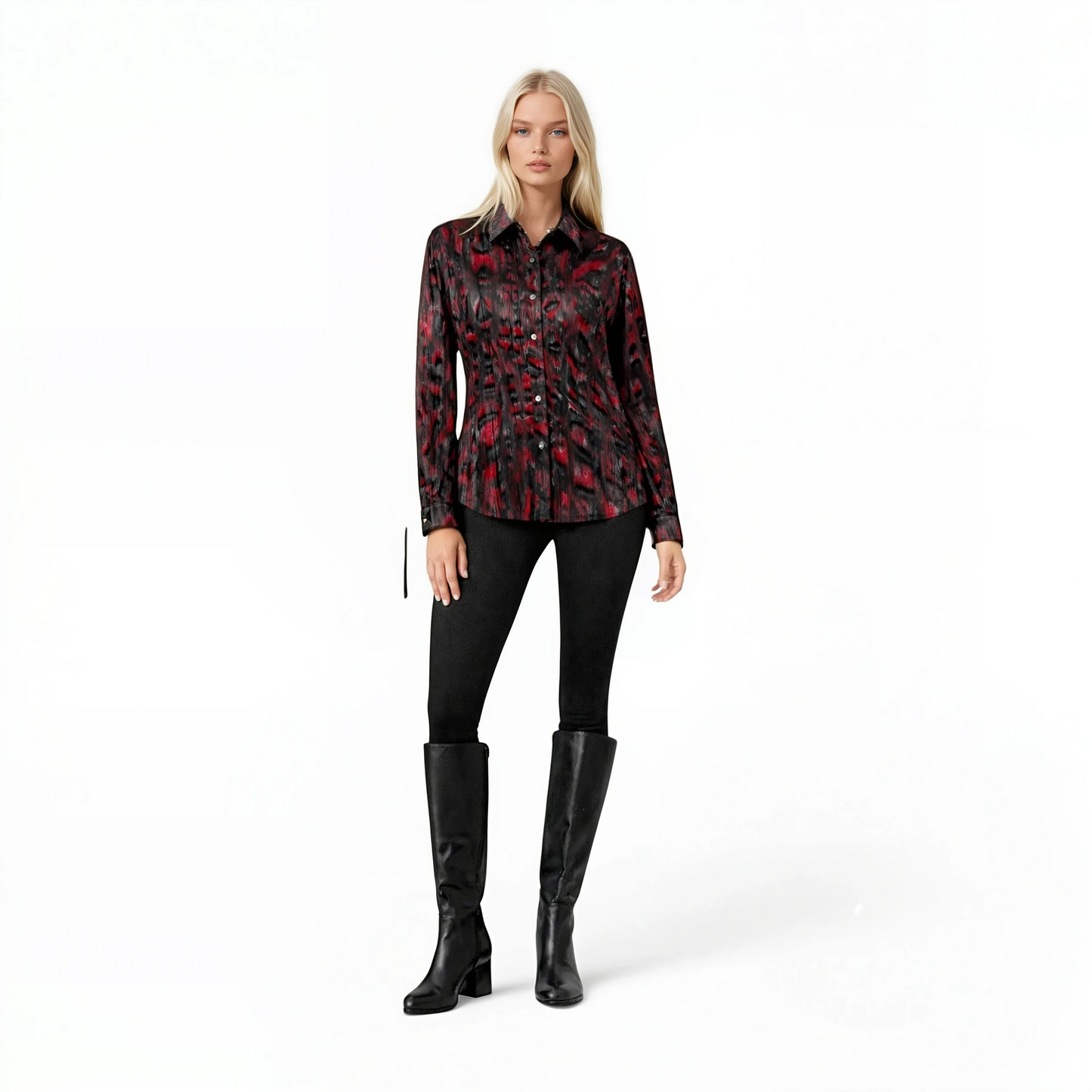 Lamb Leather Crinkle Printed Shirt