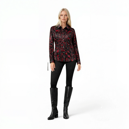 Lamb Leather Crinkle Printed Shirt
