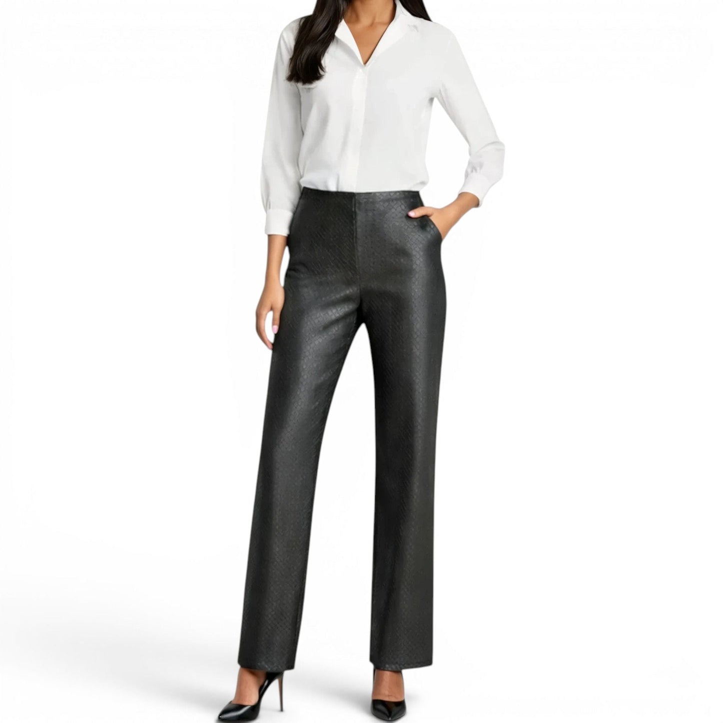 Lamb Leather No Waist Woven Pant