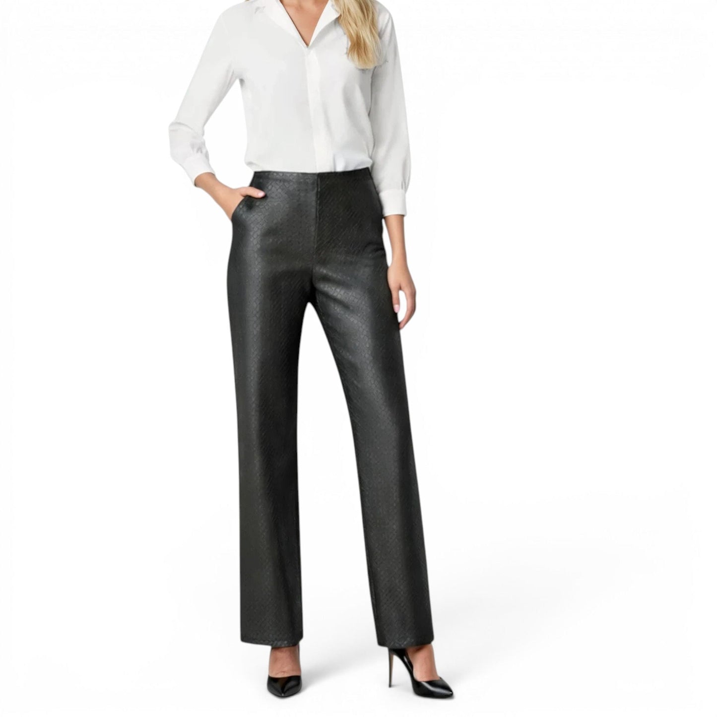 Lamb Leather No Waist Woven Pant