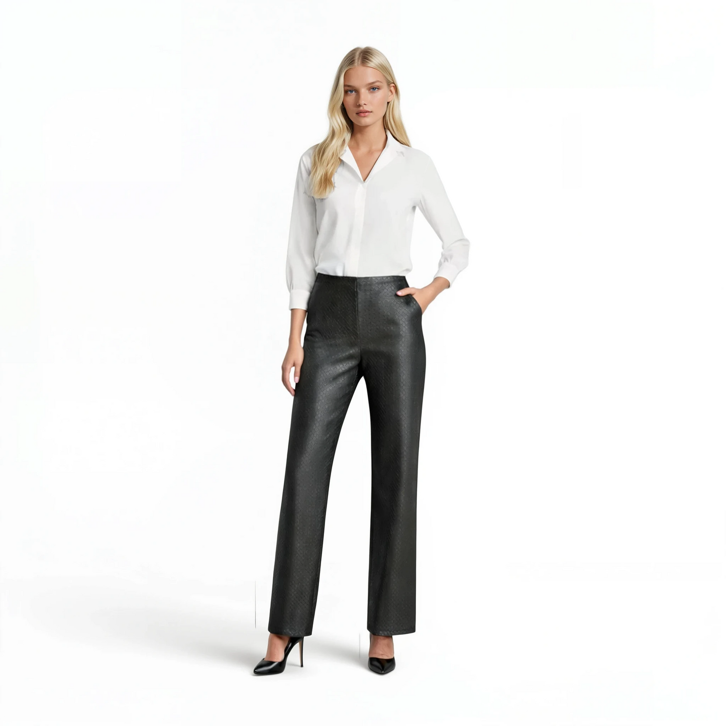Lamb Leather No Waist Woven Pant