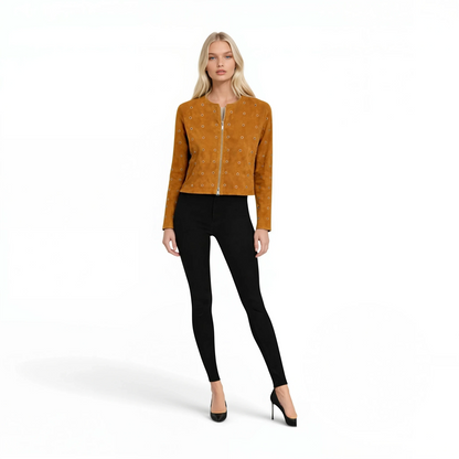 Grommet Trimmed Suede Jacket
