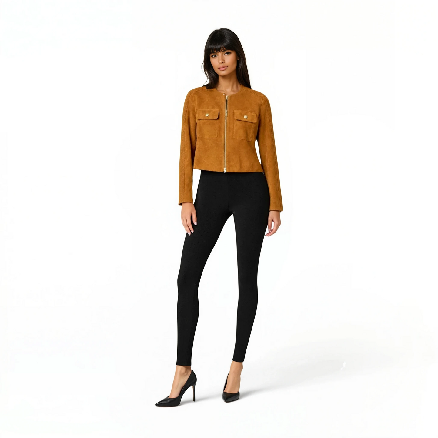 Suede Two Pocket Trimmed Jacket