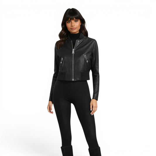 Lamb Leather Short Cropped Jacket