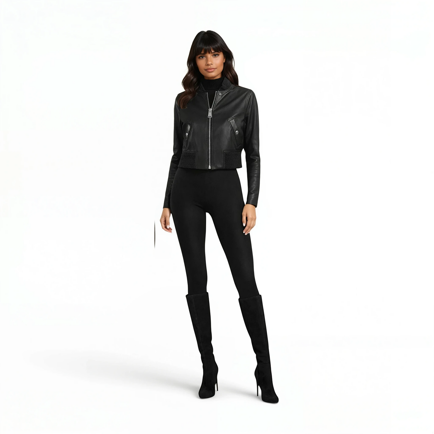 Lamb Leather Short Cropped Jacket