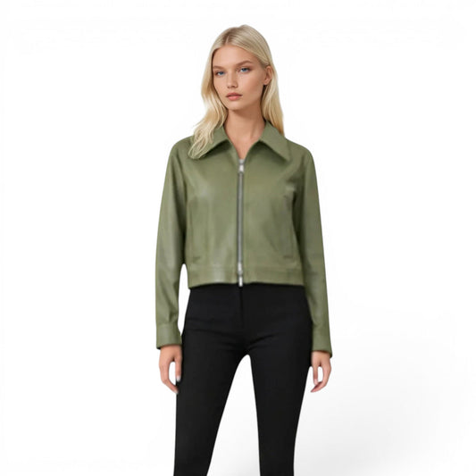 Lamb Leather Oversized Drop Shoulder Jacket