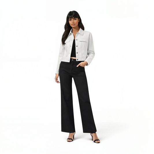 Lamb Leather Cropped Two Pocket Jacket