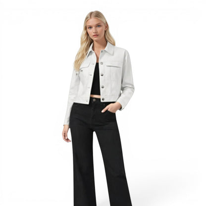 Lamb Leather Cropped Two Pocket Jacket
