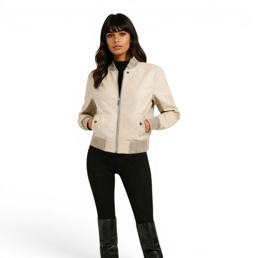 Lamb Leather Short Cropped Jacket