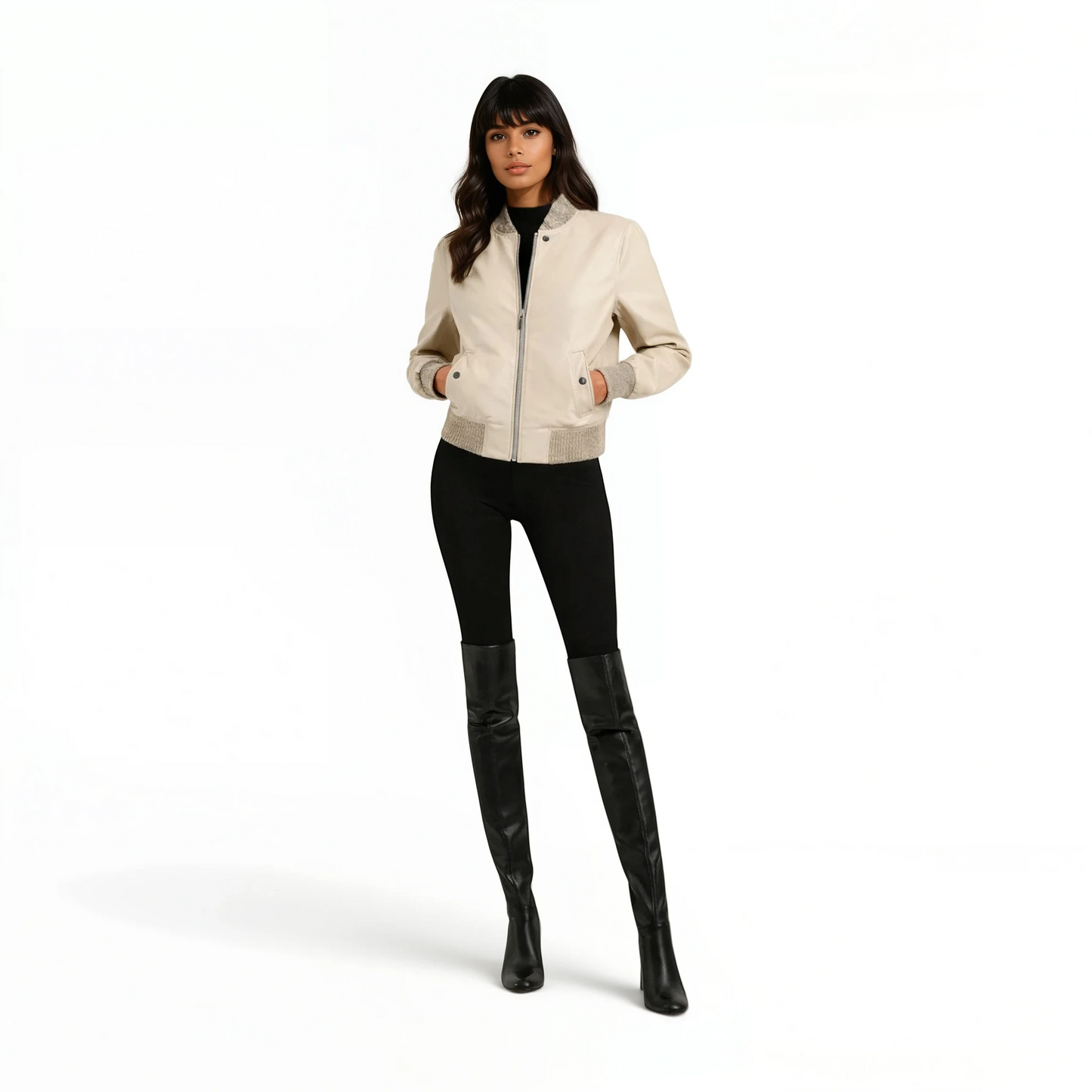 Lamb Leather Short Cropped Jacket