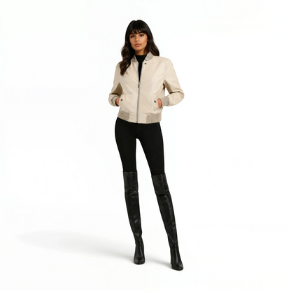 Lamb Leather Short Cropped Jacket