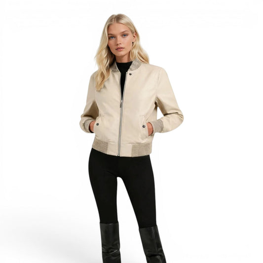 Lamb Leather Short Cropped Jacket