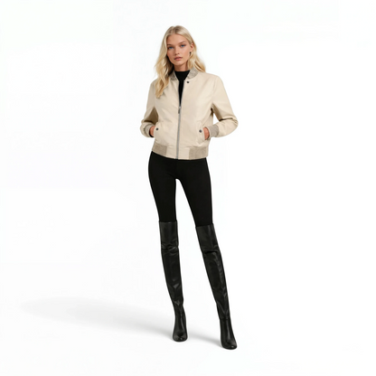 Lamb Leather Short Cropped Jacket