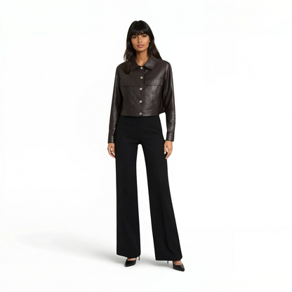 Lamb Leather Cropped Two Pocket Jacket