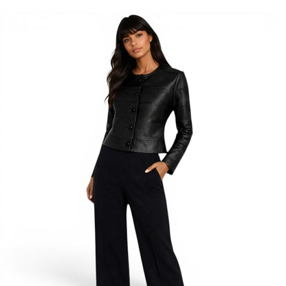 Lamb Leather/Suede Cutwork Combo Jacket
