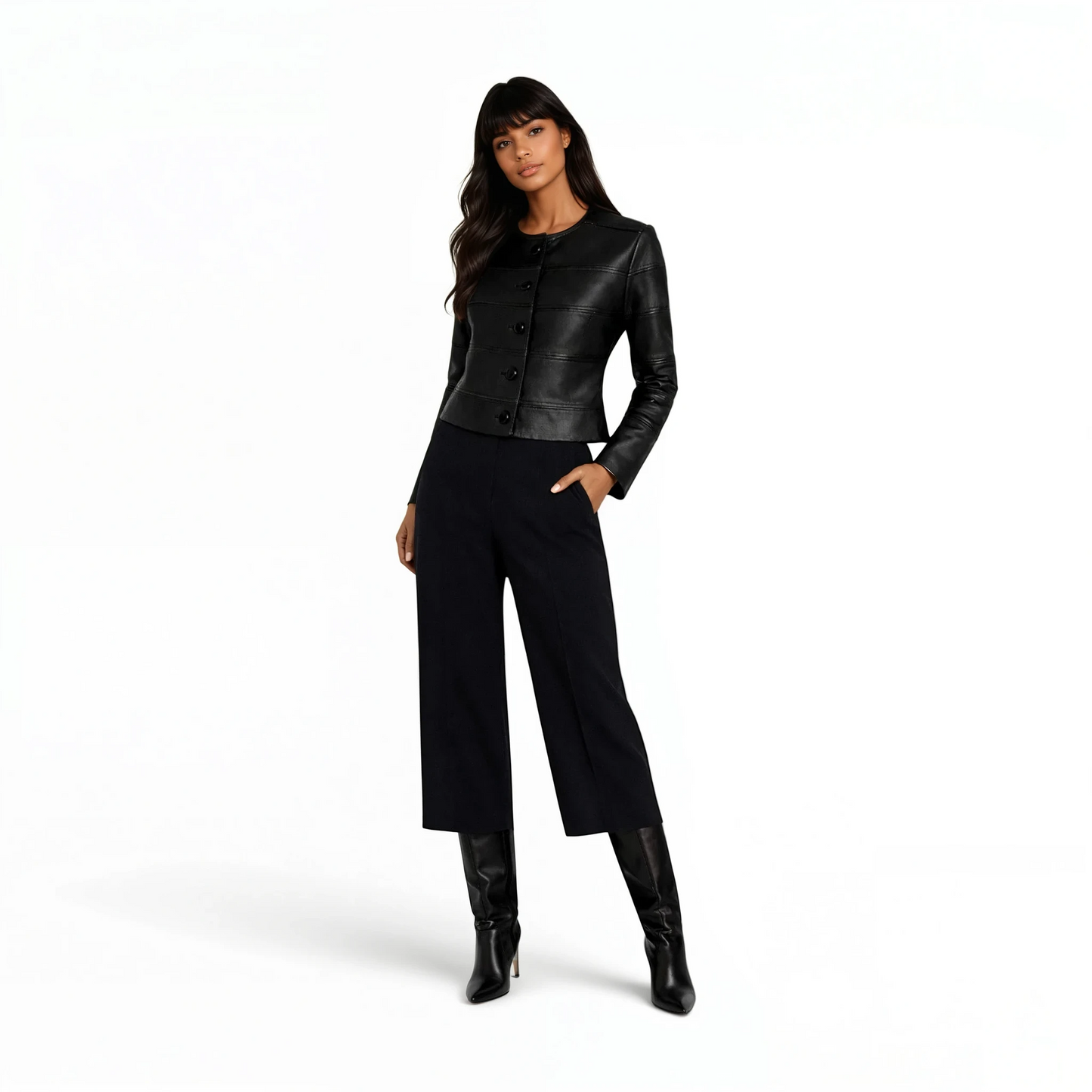 Lamb Leather/Suede Cutwork Combo Jacket