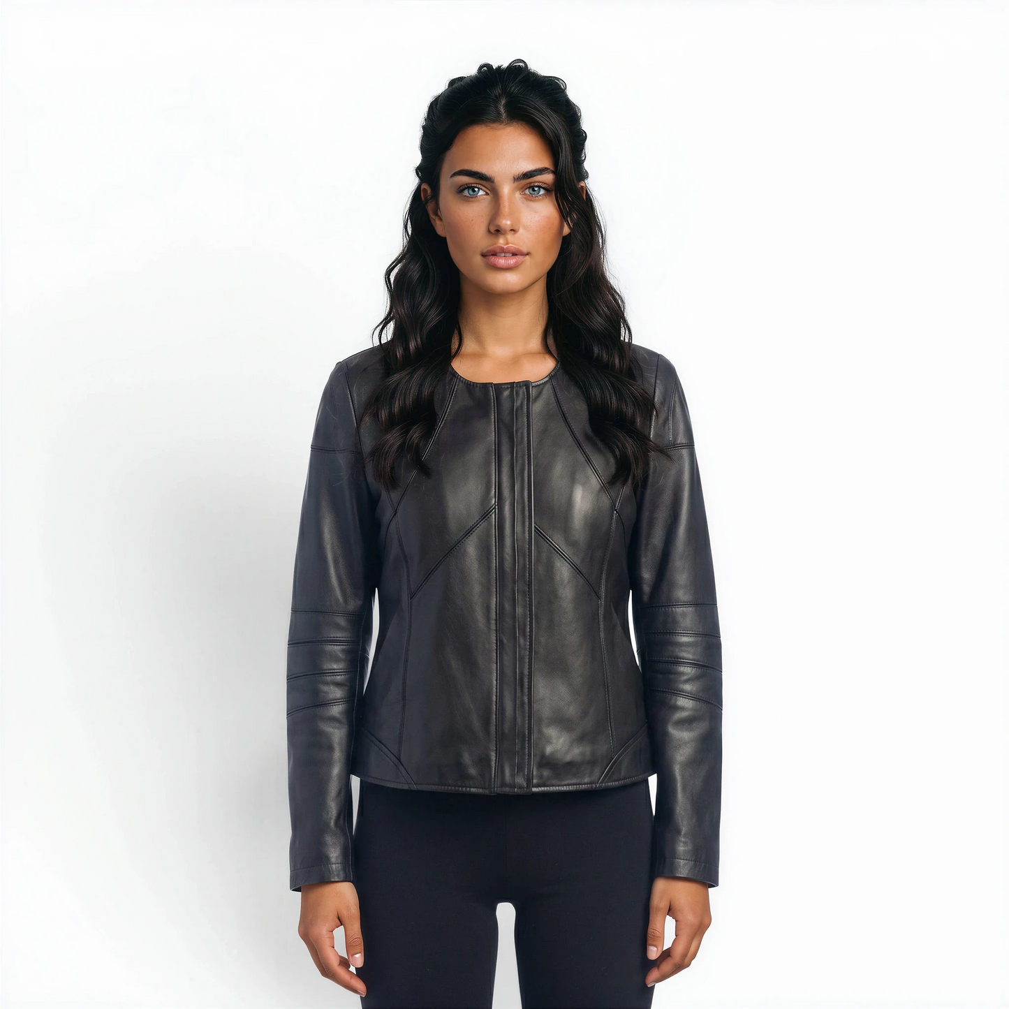 Cutwork Stitched Bomber Lamb Leather Jacket