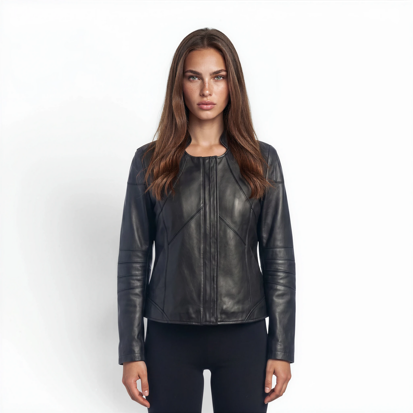 Cutwork Stitched Bomber Lamb Leather Jacket