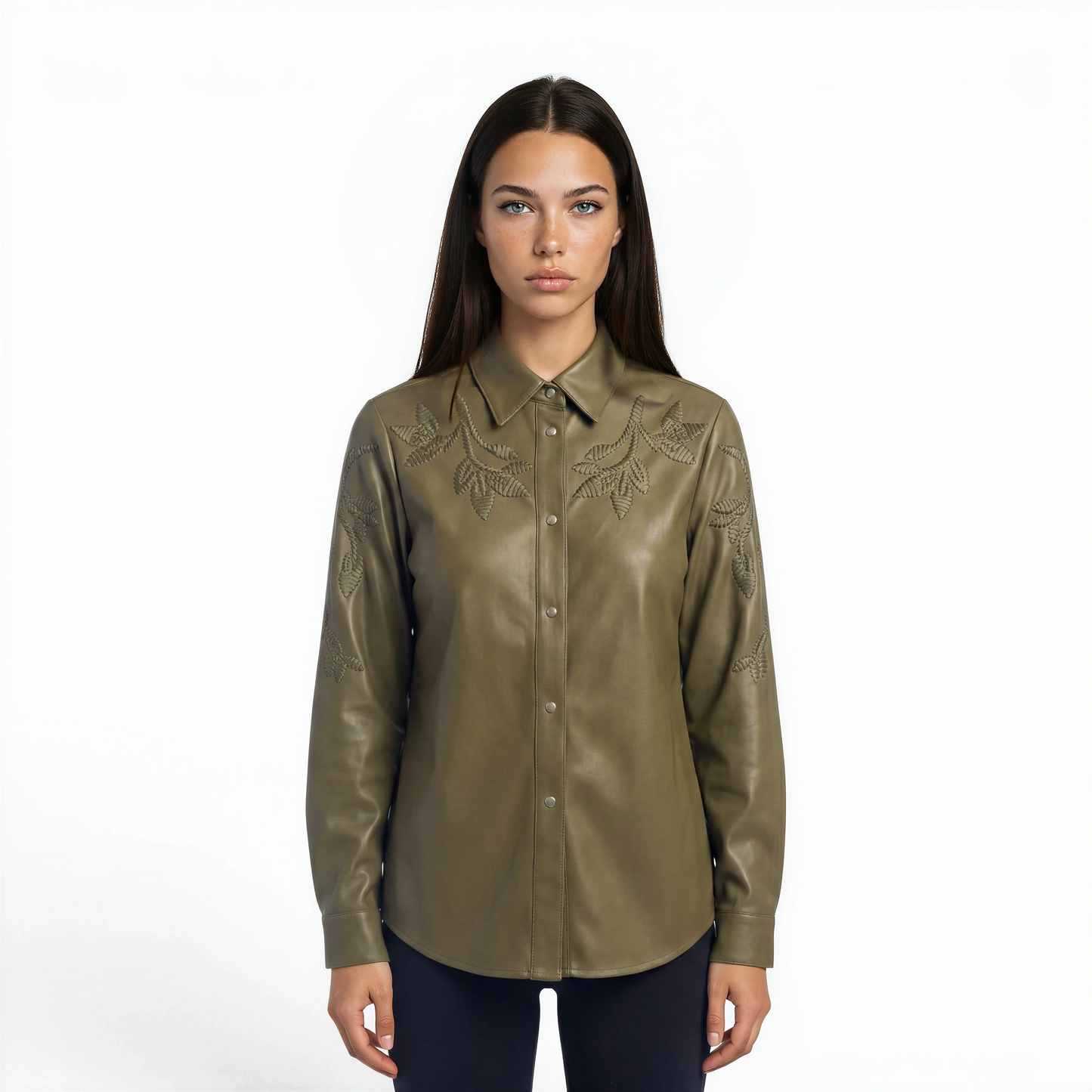 Embellished Lamb Leather Shirt