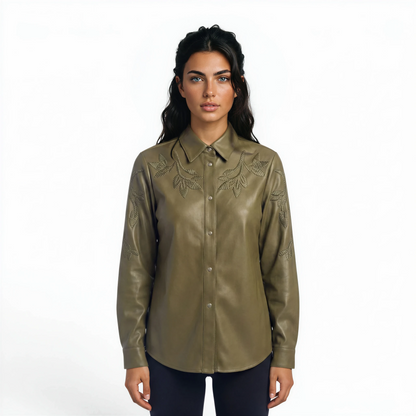 Embellished Lamb Leather Shirt