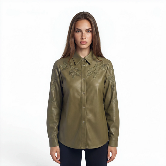 Embellished Lamb Leather Shirt