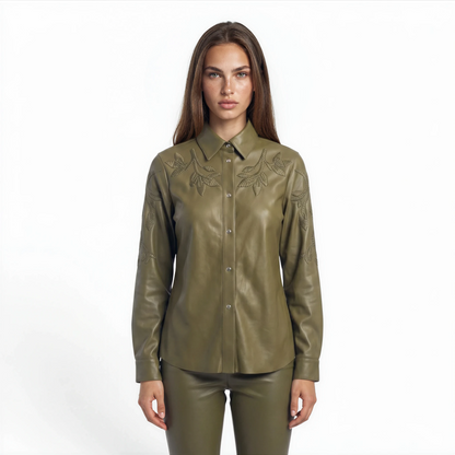 Embellished Lamb Leather Shirt